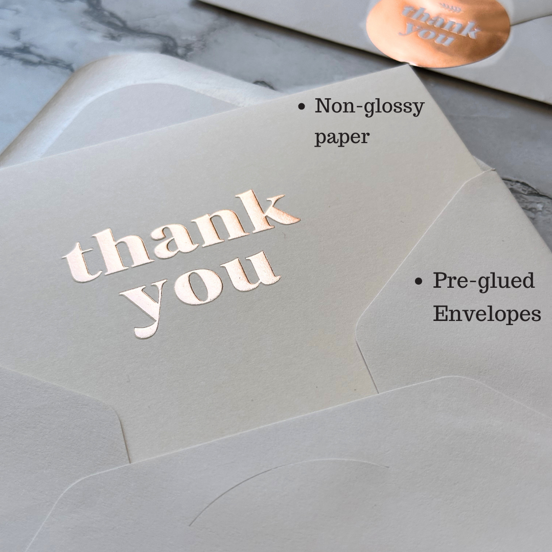 36 Pack of Folded Ivory Thank You Cards with Envelopes & Stickers
