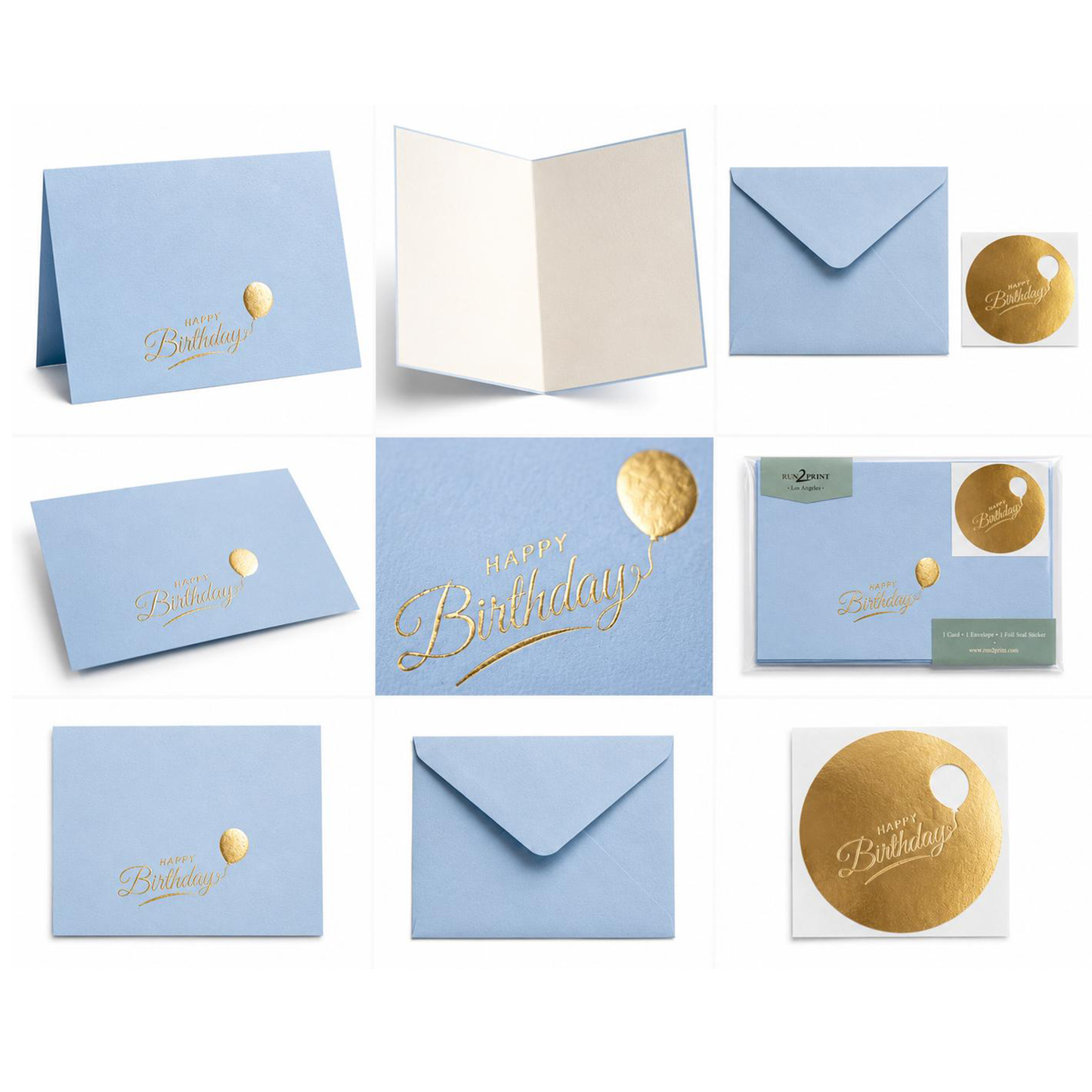 Happy Birthday Greeting Card with Envelope & Gold Foil Seal