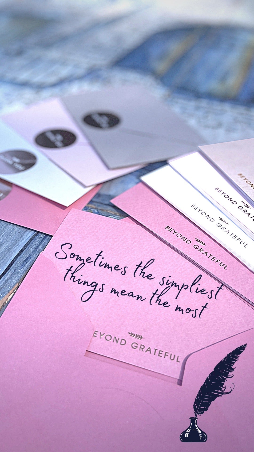 36 Pack of Beyond Grateful Dusty Pink Thank You Cards With Envelopes and Stickers